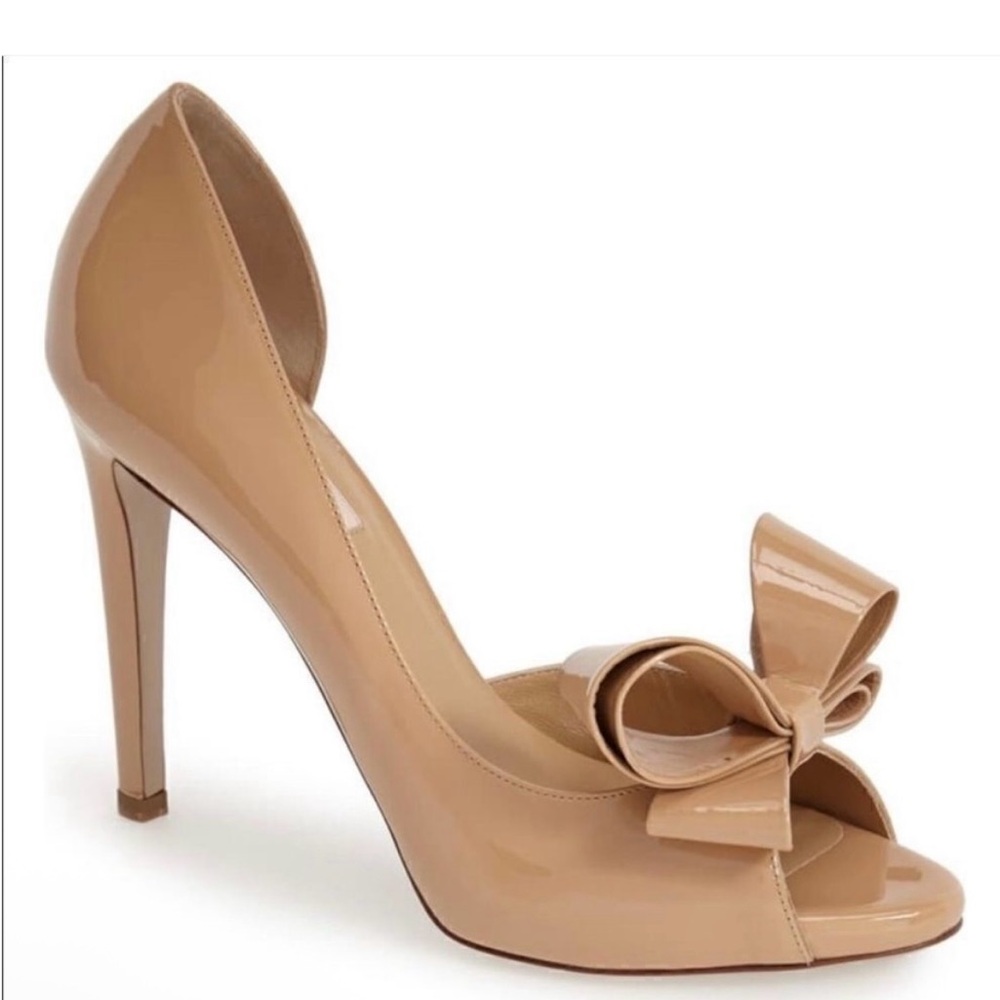 Valentino Garavani Bow d’Orsay classic nude patent leather